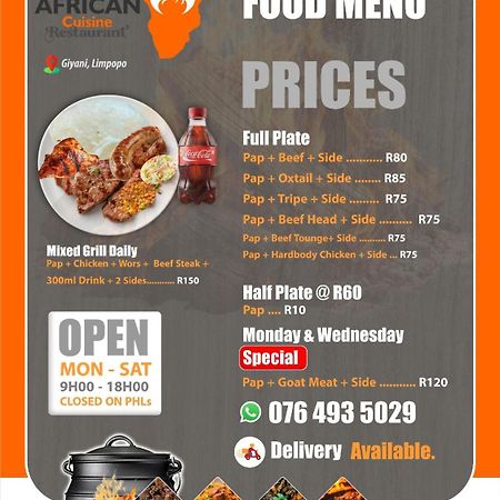 African Cuisine Restaurant Bed & Breakfast Giyani Bagian luar foto